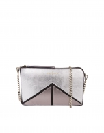 Tricolor metalized Saffiano leather clutch bag