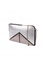 Clutch piel saffiano tricolor metalizado