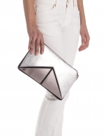 Tricolor metalized Saffiano leather clutch bag