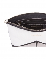 Tricolor metalized Saffiano leather clutch bag