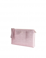 Clutch piel saffiano rosa metalizado