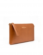 Tan Saffiano leather Lisa Clutch 