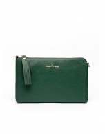 Bolso clutch piel saffiano verde oscuro Lisa