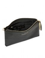 Black/gold Saffiano leather Lisa Clutch 