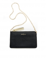 Black/gold Saffiano leather Lisa Clutch 