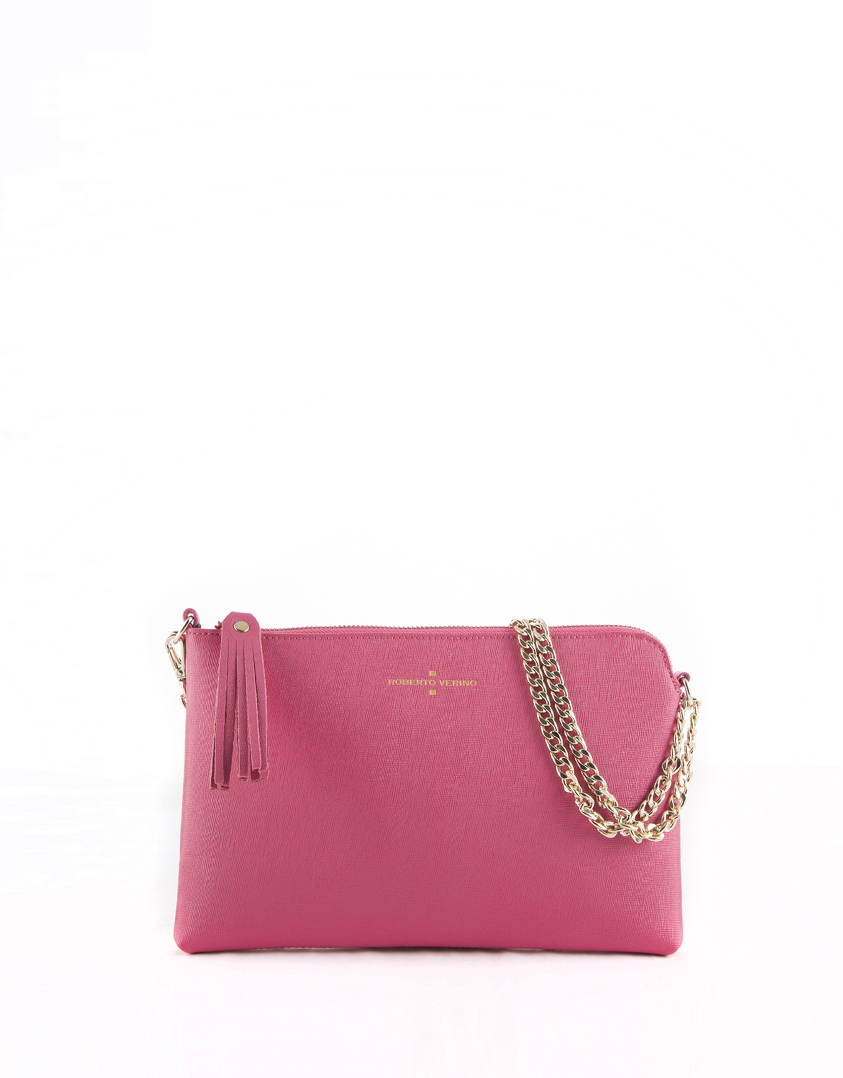 Fuchsia leather Lisa clutch bag