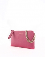 Fuchsia leather Lisa clutch bag