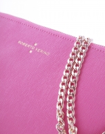 Fuchsia leather Lisa clutch bag