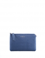 Navy blue leather Lisa clutch bag