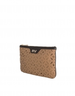 Geometric die cut leather clutch bag