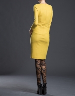 Mustard fitted knit dress