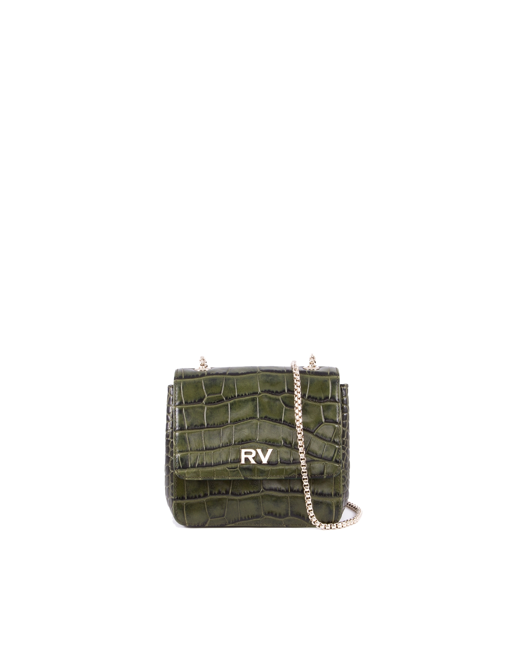 Alba green embossed alligator leather bag 