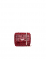 Alba red embossed alligator leather bag 