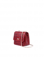 Alba red embossed alligator leather bag 