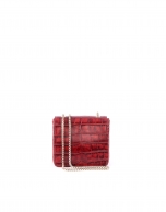 Alba red embossed alligator leather bag 