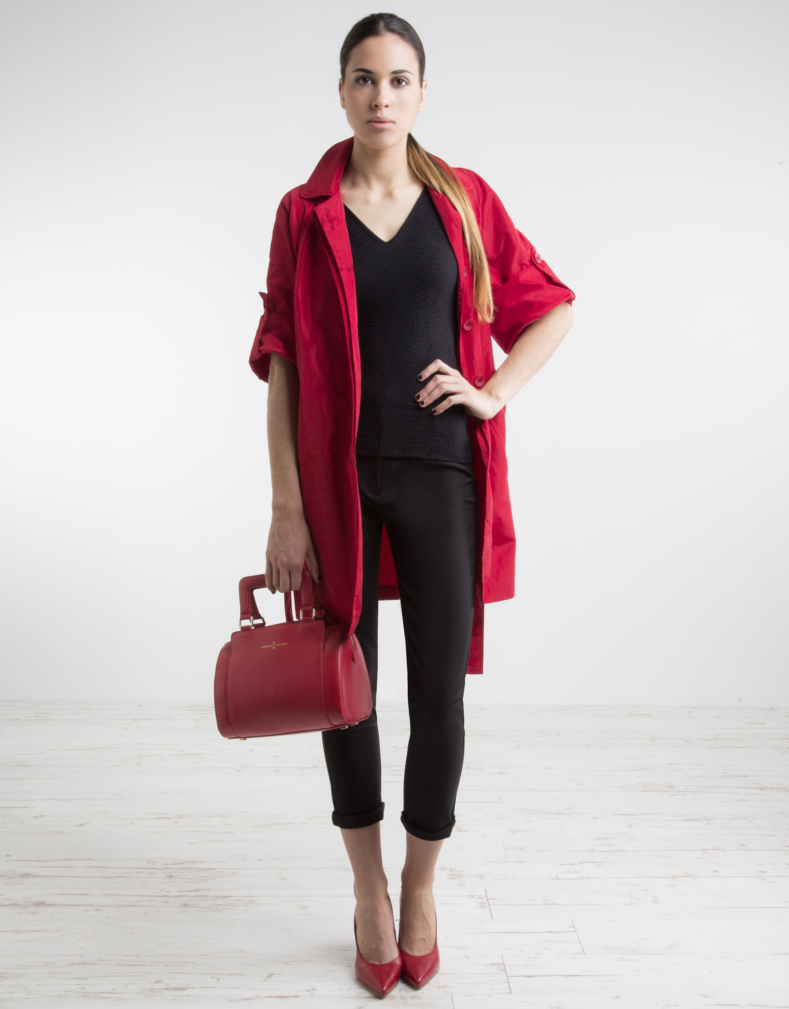 Red trench coat