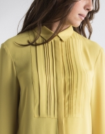 Yellow shirt with pin tucks