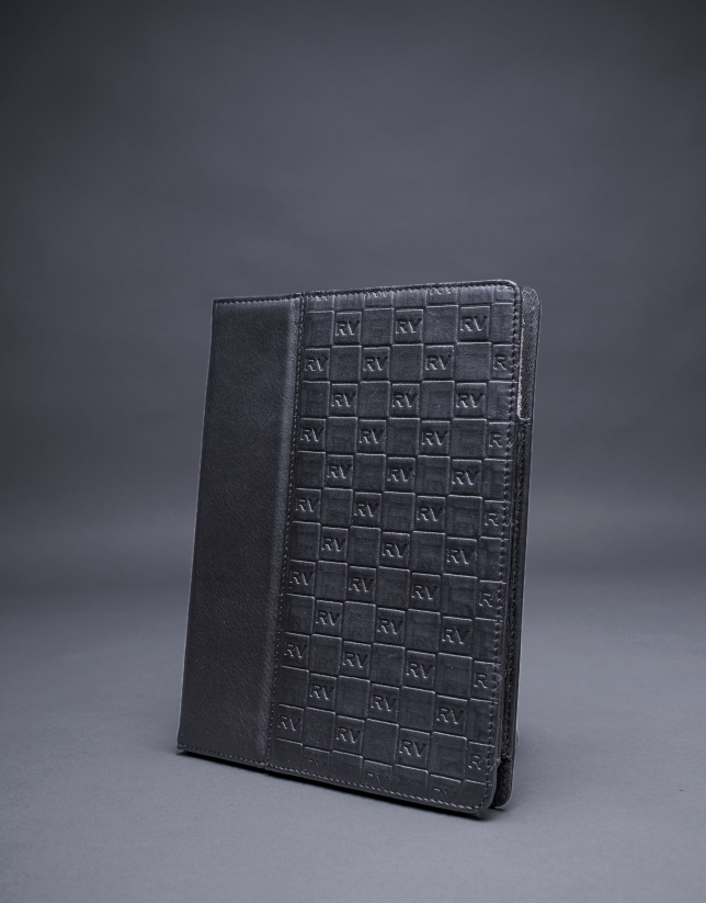 Black leather Ipad case  with embossed RV