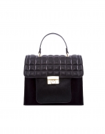 Bolso Satchel Oscar negro solapa acolchada