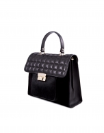 Bolso Satchel Oscar negro solapa acolchada