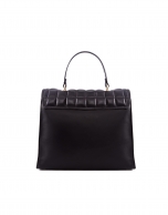 Bolso Satchel Oscar negro solapa acolchada