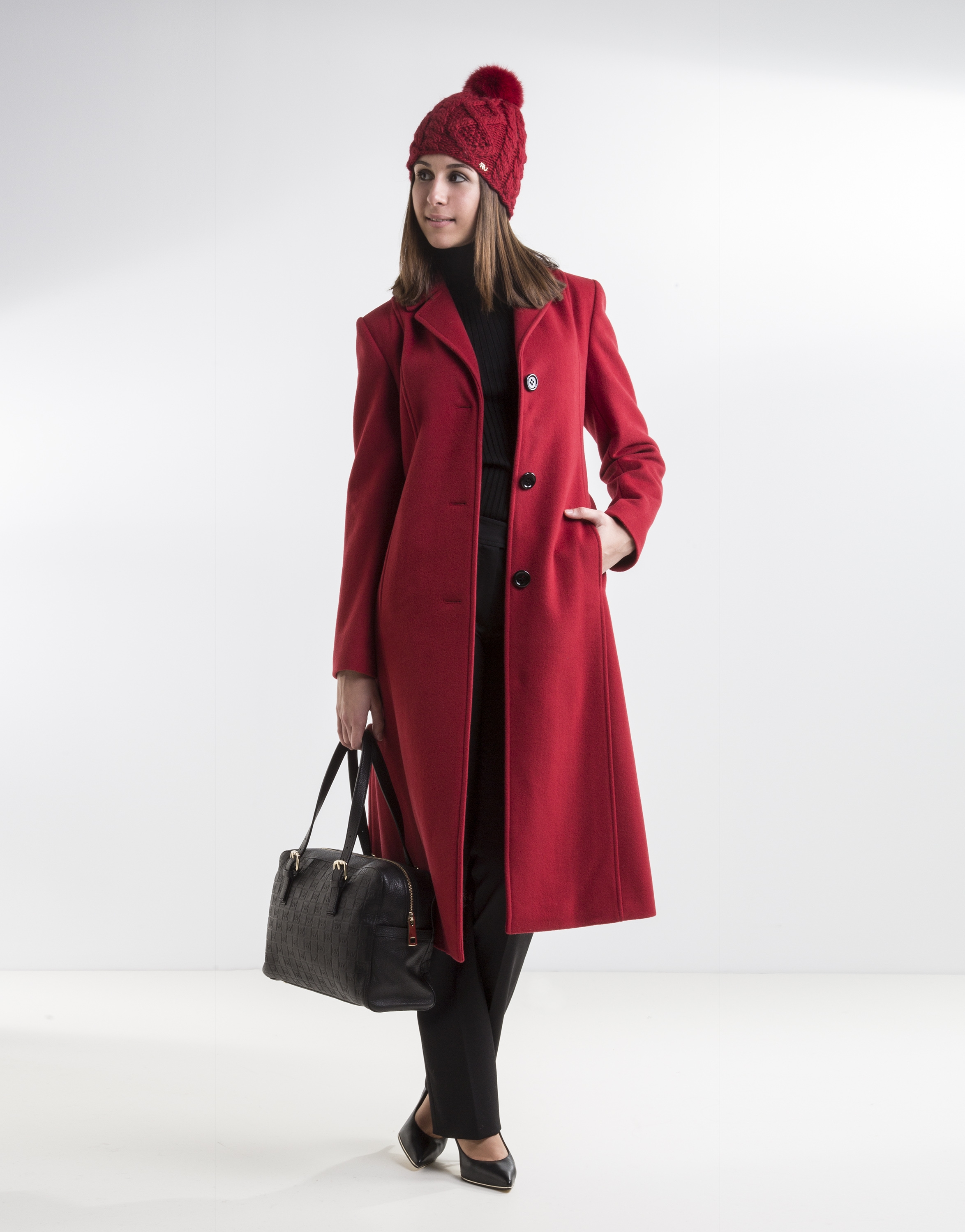 Red structured coat