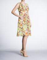 Floral print high waist V-neck dress