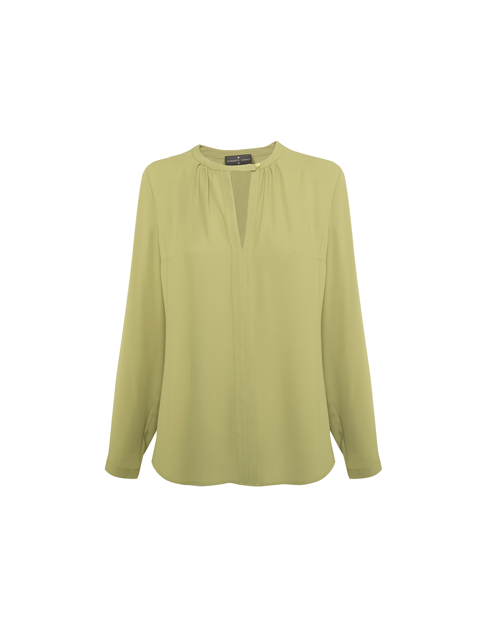 Blusa cuello pico verde oliva