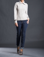 Beige rhombi knit sweater