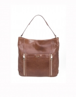 Brown buffalo leather shopping bag 