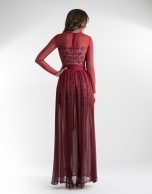 Long red chiffon dress