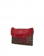 Red raffia clutch bag