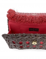 Red raffia clutch bag