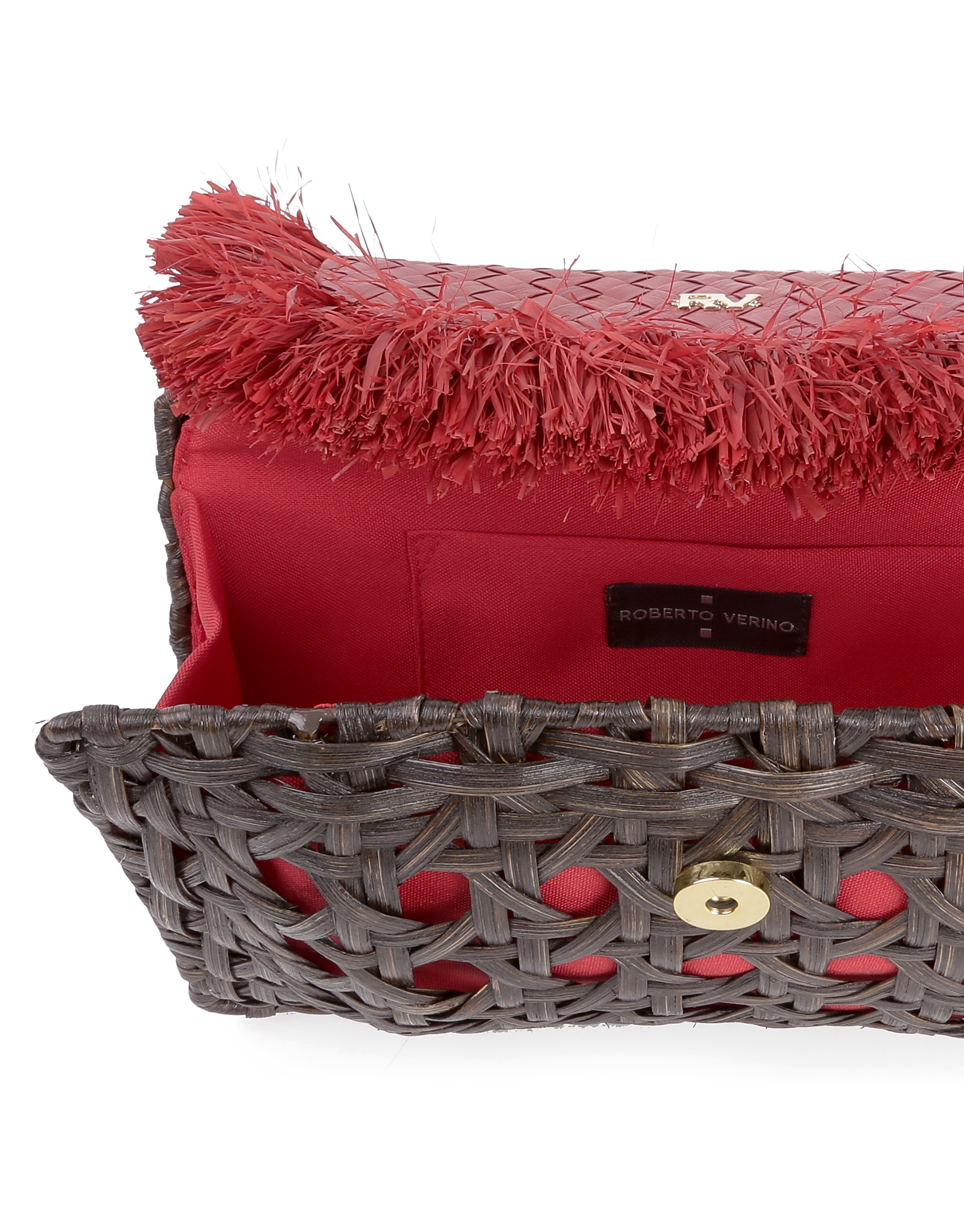 red raffia bag