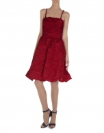 Red cloqué sleeveless dress