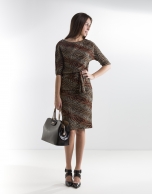 Print dress with Japanese sleeves