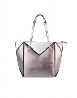 Metalized tricolor Saffiano leather shopping bag 