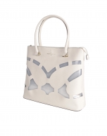 White Saffiano leather shopping bag