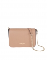 Natural color block Saffiano leather shoulder bag