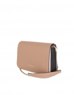 Natural color block Saffiano leather shoulder bag