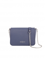 Blue color block Saffiano leather shoulder bag