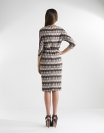 Brown geometric print knit dress