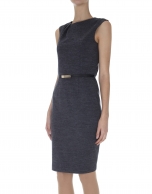 Grey dress with folds on neckline