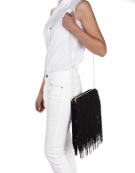 Black fringe shoulder bag