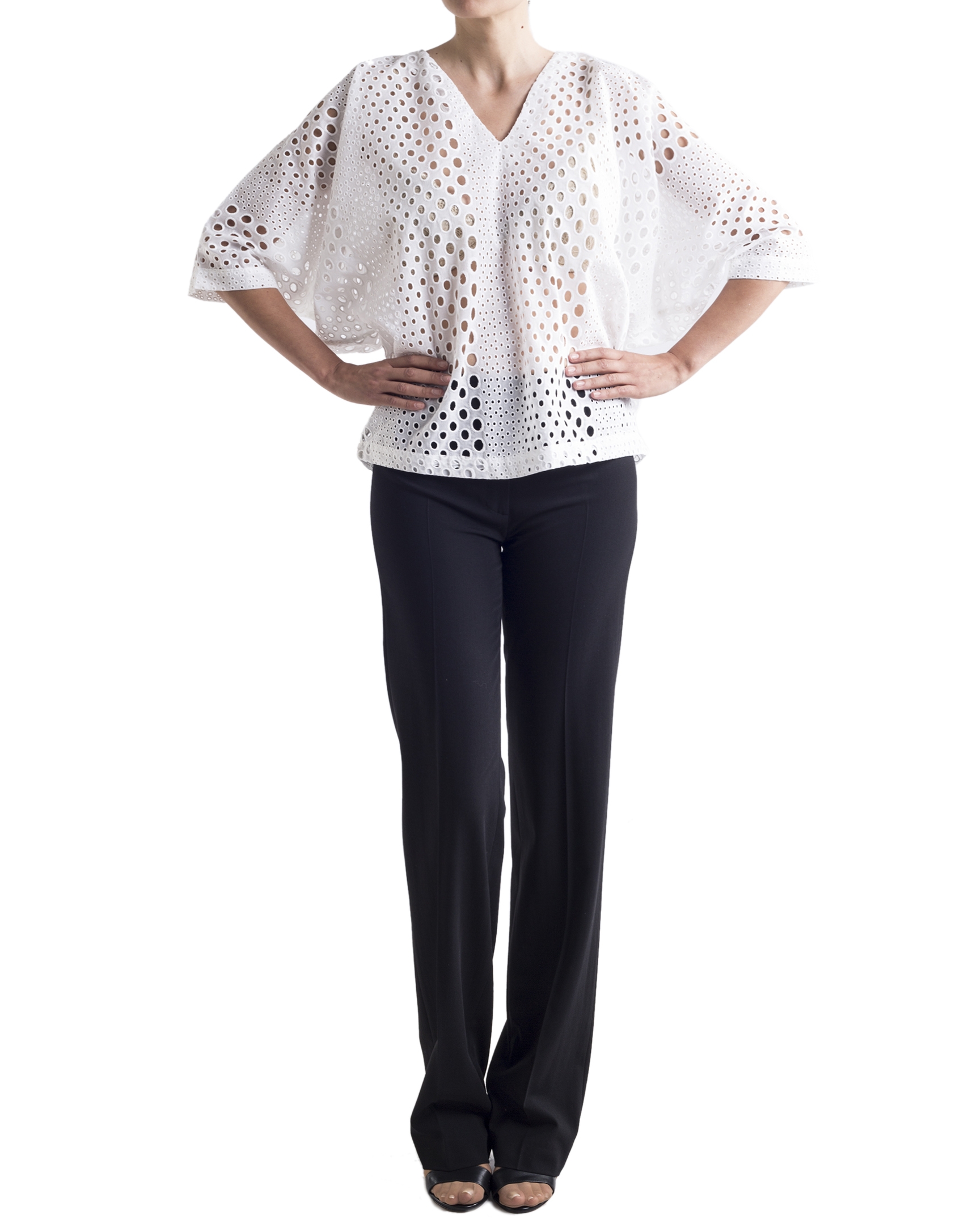 White openwork loose shirt