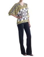 Yellow geometric print loose shirt