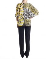 Yellow geometric print loose shirt