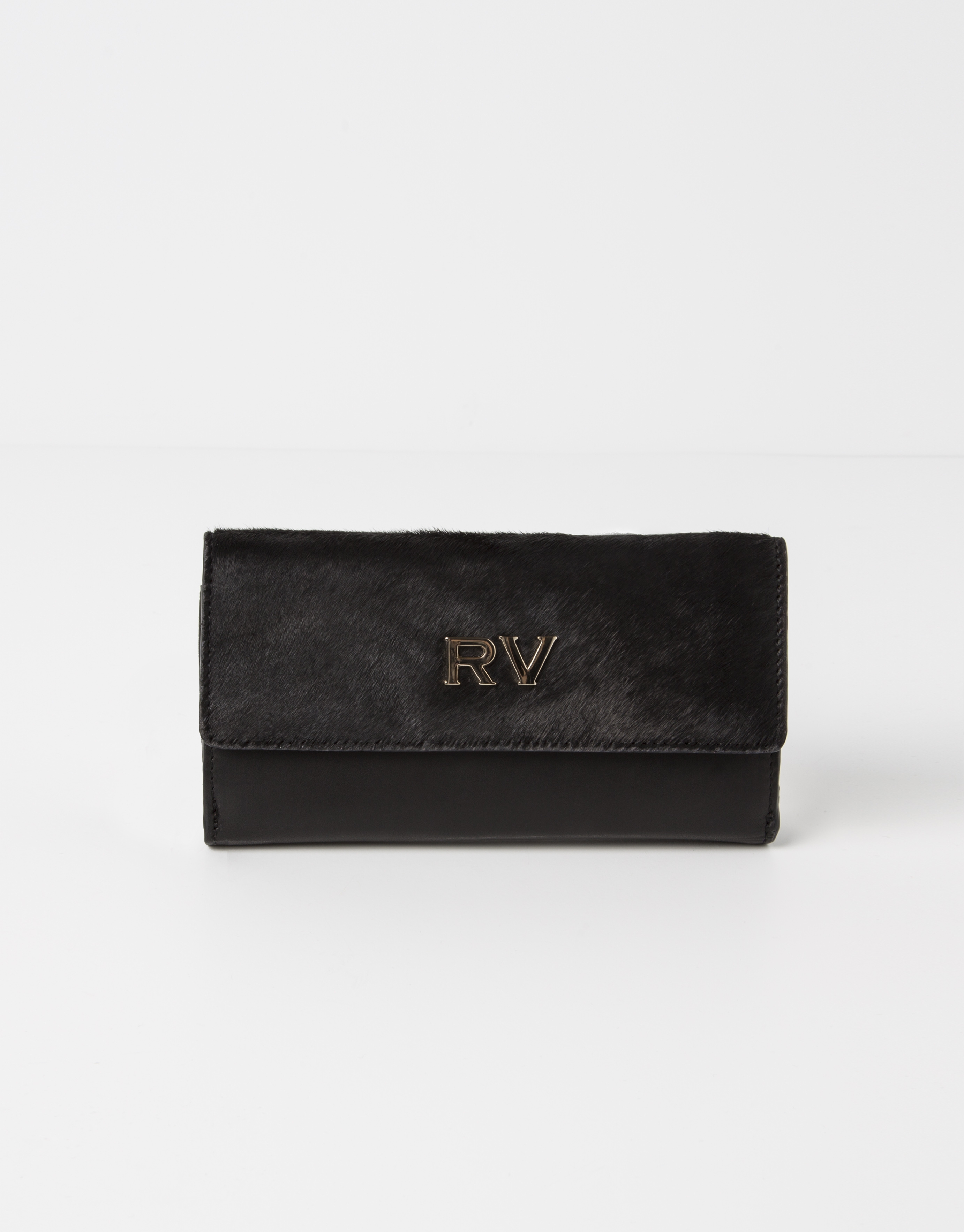 Black wallet with black fur.