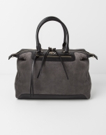 Grey suede satchel