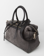 Grey suede satchel